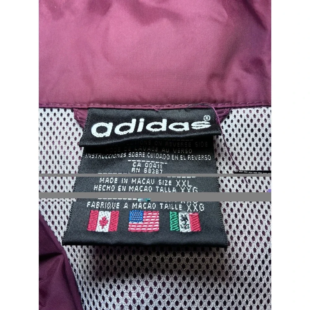Vintage Adidas Windbreaker Jacket Men's XXL. Hooded, Full Zip, Three Stripes.